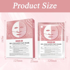 5 Stück Collagen Maske, Deep Collagen Mask Collagen Mask Bio Collagen Mask, Overnight Maske Gesicht Kollagen Maske Gesicht Tief Feuchtigkeitsspendend,Kollagenergänzung mit Massagebrett