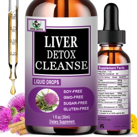 Vita letuo Liver Cleanse Detox & Repair, 15-in-1 Liver Health Support Drops with Milk Thistle Dandelion Artichoke TUDCA Glutathione & NAC, High Absorption Liquid Liver Health Supplement, 30 Servings