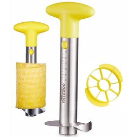 Pineapple Cutter and Corer, Pineapple Corer and Slicer Tool,[Reinforced sharp blades & Heavy duty & Durable], Yhtawoo Best Pineapple Peeler, Stainless Steel Decorer Fruit Knife, Easy Core Remover