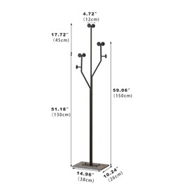 JIAYUEJU Freestanding Coat Rack Tree-shaped Metal Coat Tree with Heavy Duty Marble Base Corner Clothing Rack for Bedroom Entryway Hallway 14.96 x 10.24 x 68.9 Inches (Black)