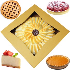 BAKELUV BAKELUV Pie Boxes for 9 Inch Pie | Brown, 25 Pack | 9x9x2.5 Bakery Box with Window, 9x9 Cookie Box, 9 Inch Pastry Boxes with Window Bulk, Cake Boxes, Auto Pop Up