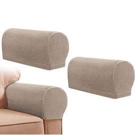 CECOMBINE Armrest Chair Covers, Set of 2 Stretch Armrest Chair Anti-Slip Furniture Protector Slipcovers Chair Sofa Couch Protector Stretch Fit for Armchairs Sofa Couches Recliner (Sand)