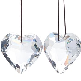 Beebeecraft 2Pcs 45mm Heart Prism Suncatcher Glass Hanging Beads Clear Glass Crystal Rainbow Maker Dangle Sun Catchers Pendant Ornaments for Wall Windows Room Garden Indoor Outdoor Decorations