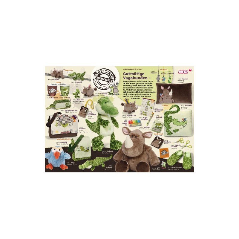 Nici 35844 Rhino Plush Pencil Case 20 x 8 cm