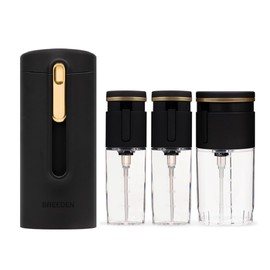 BREEDEN Shower Bottle Black All-in-One Portable Dispenser, Holds 3 Shower Supplies, 2 x 50ml & 100ml x 1, Ideal for Travel, Gym, Camping, Swimming, Convenient to Carry, Black