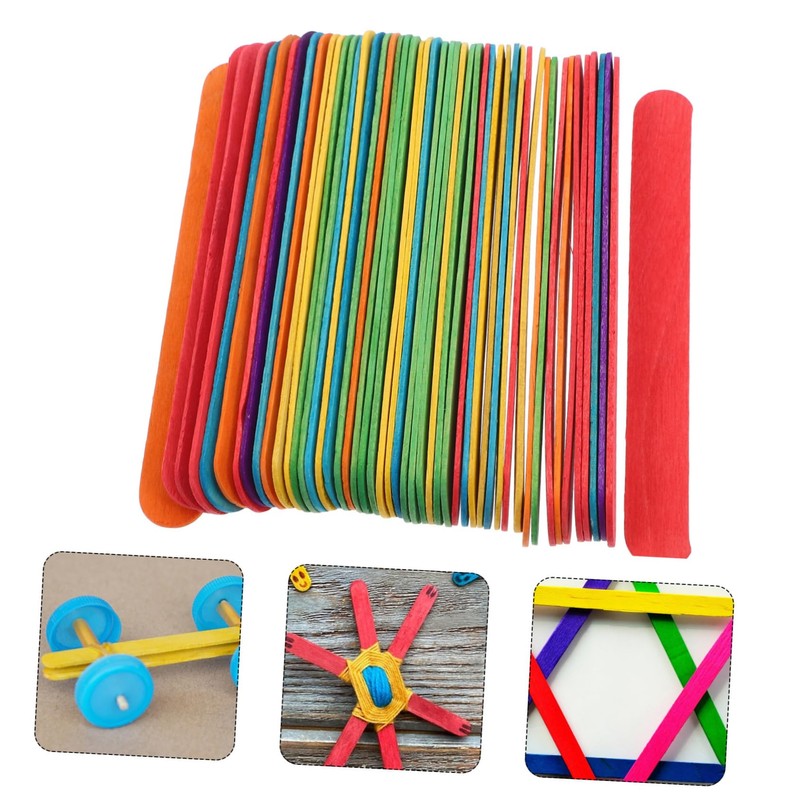 DOITOOL 50pcs Jumbo Popsicle Sticks for Crafts Colorful Crafting Sticks