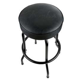 Fender Embossed Black Logo Swivel Barstool, Great Gifts for Dad, with 1 Year Limited Warranty, Simple Assembly, Black/Black, 30"