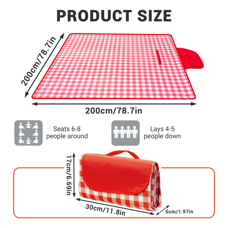 Picnic Blanket Waterproof Beach Blanket Picnic Blankets Picnic Mat Red