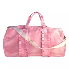 NEW Cotton Ruffle Duffle Bag Like Stoney Pink Or Purple Patches Embroidery