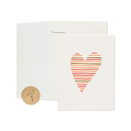 Papyrus Blank Heart Card for Valentines Day, Anniversary, Birthdays, Wedding and more (Striped Heart)