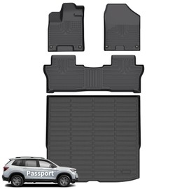 Wayhigh® Floor Mats & Cargo Liner for 2019-2025 Honda Passport, All Weather TPE Car Mats Waterproof Heavy Duty Floor Liners, Floor Mats Custom Fit for Passport Accessories
