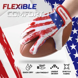 HANDLANDY Youth Football Gloves for Boys Girls, Sticky Wide Receiver Glove for Kids, Junior Flag Football Gloves