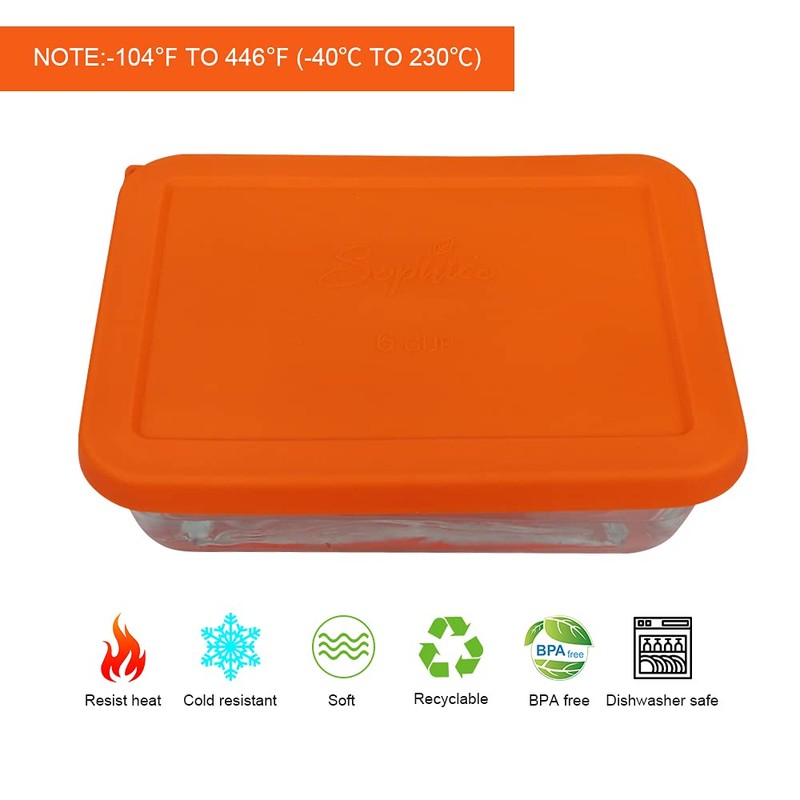 Sophico 6 Cup Rectangle Silicone Storage Cover Lids Replacement for