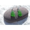 Green Dangling Sea Glass Earrings