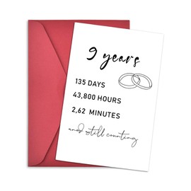 yaozeio 9 Year Wedding Anniversary Card Couple 9th Wedding Engagement Gifts for Couple Wife Husabnd 9 Years Marriage Gifts for Couples Her Him Nine Year Marriage Card Hubby Wifey Ninth Married Cards