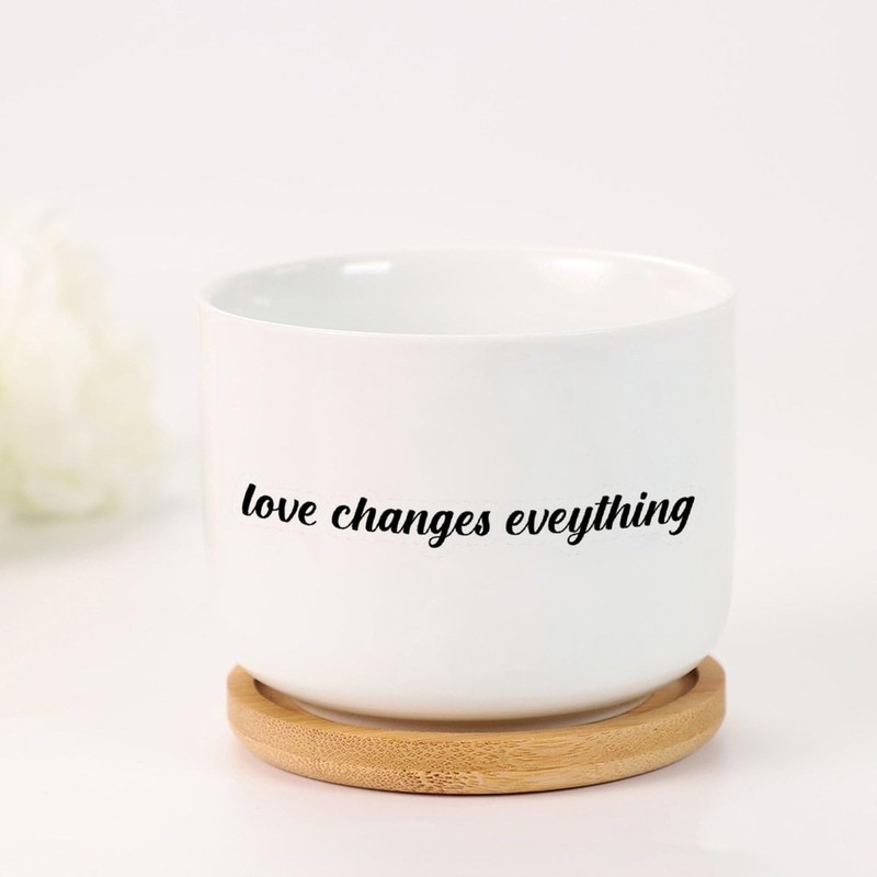 DecStic Love Changes Eveything Planters Ceramic Bible Verse Round Plant