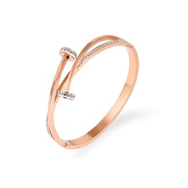 Valentine's Day Creative Titanium Steel Bangles Exquisite Crystal Bracelet Lovers Gold Silver Colour Bracelet Gold Bangles For Women(Rose gold)