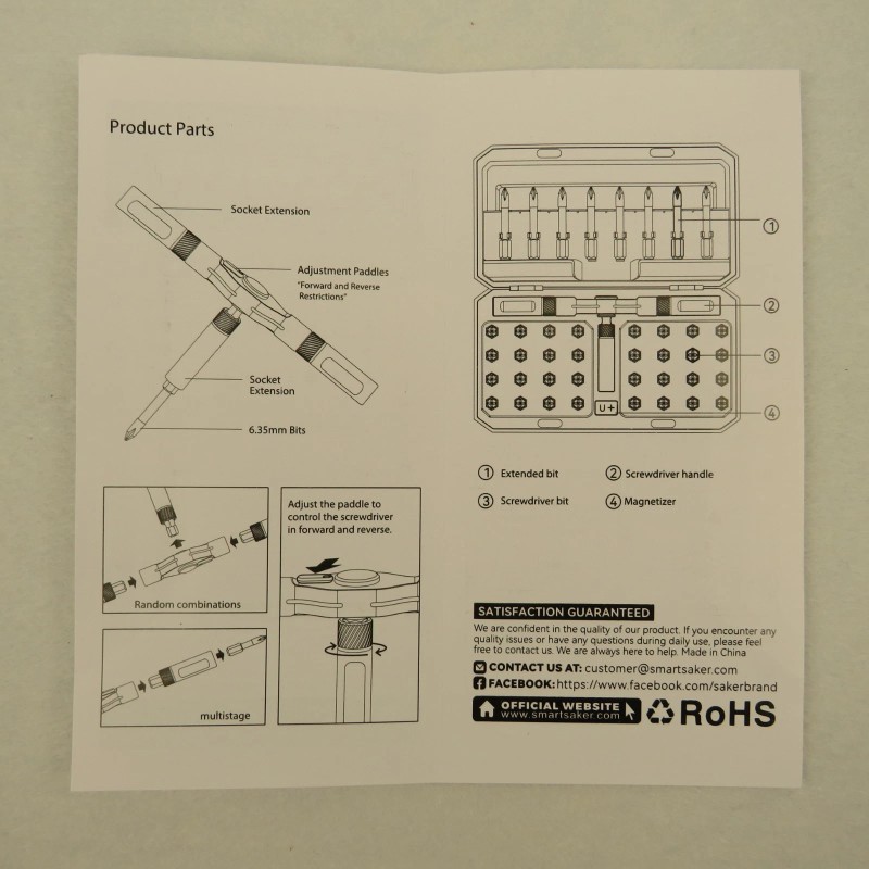 Saker 42 Piece Magnetic Multi Bit Ratchet Screwdriver Set T-Handle