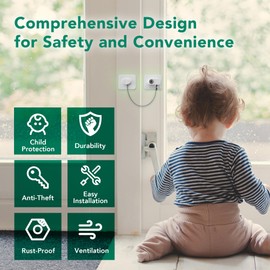 Moonybaby Window Restrictor Locks, 2 Pack Refrigerator Fridge Freezer Locks, Premium Stainless Steel, Superior Durability, No Drilling Window Opening Restrictors, Child Baby Safety Locks for Cabinets