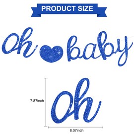 BEISHIDA Blue oh baby Banner, NO DIY,Pre-Strung baby shower banner,gender party decor,baby shower decorations,oh baby sign for backdrop,welcome baby sign