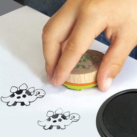 Aladine 3003133 Stamp Set for Children, Stampo Bambino, Dinosaur, 8 Wooden Stamps with Ink Pad, Wood, Dinosaur