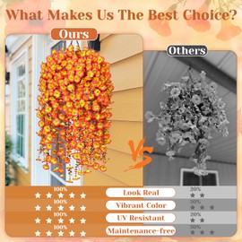 MARTINE MALL 2 PCS Look Real Artificial Fall Flowers for Outdoors, Faux Mums for Outdoor Planters, UV Resistant Fall Flowers Artificial for Decoration Fake Mums for Porch Front Door (Mixed Color)