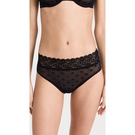 Skarlett Blue Dare Women's Comfortable Hipster Panty withStretchy Dot Lace and Floral Trim Waistband Black