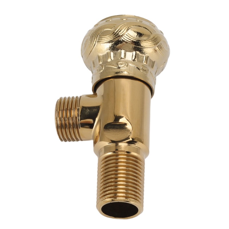 Angle Stop Valve Gold Antique Full Copper Carving Thicken Cold