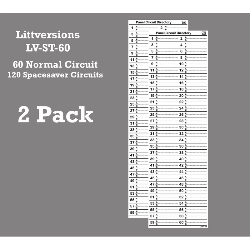 Littversions 2 Pack Standard 60 Circuits Vinyl Fuse Box Circuit