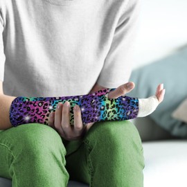 SUITOSELFY Arm Cast Cover Adult Fashion Rainbow Leopard Print Cast Cover Arm Decorative Arm Protector for Cast for Women Men Removeable Cast Sleeve Protector Cast Cover for Arm