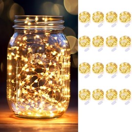 Paquete De 16 Luces De Hadas De 10 Pies Y 30 Luces Led Que Funcionan Con Pilas, Cable Plateado | Bodas, Centros De Mesa Para Fiestas, Decoración De Mesa | Diy Manualidades, Navidad, Decoración