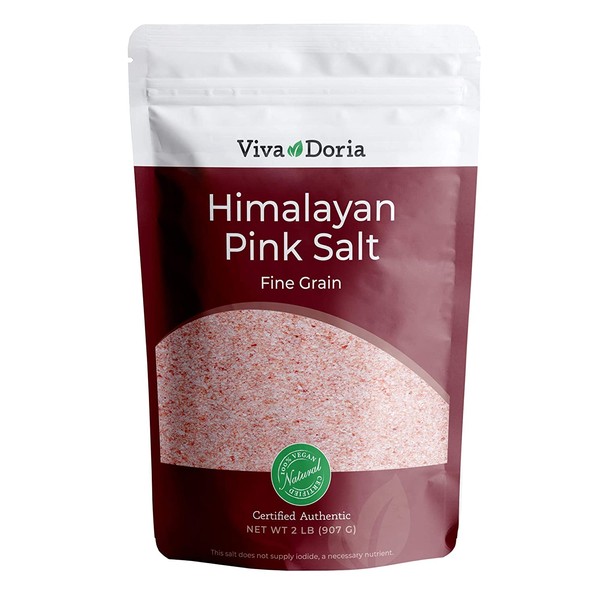 Viva Doria Himalayan Pink Salt, Fine Grain, Certified Authentic, 2 lb. (907 g)