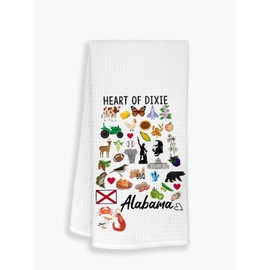Moonlit93 Alabama State Map Kitchen Towel, U.S. State Souvenir Tea Towel, Multi-Purpose Towel, Soft & Absorbent Kitchen Towel, Towel for Alabama Lovers, Travel Alabama Souvenir