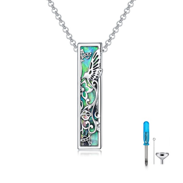 PROESS Hummingbird Urn Necklace for Ashes 925 Sterling Silver 3D