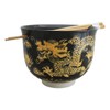 Black And Yellow Dragon King Ceramic Donburi Ramen Bowl With