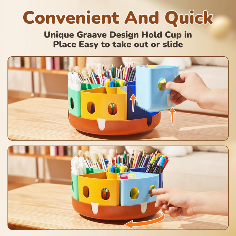 GAMENOTE Rotating Art Supplies Organizer - Lazy Susan Office School