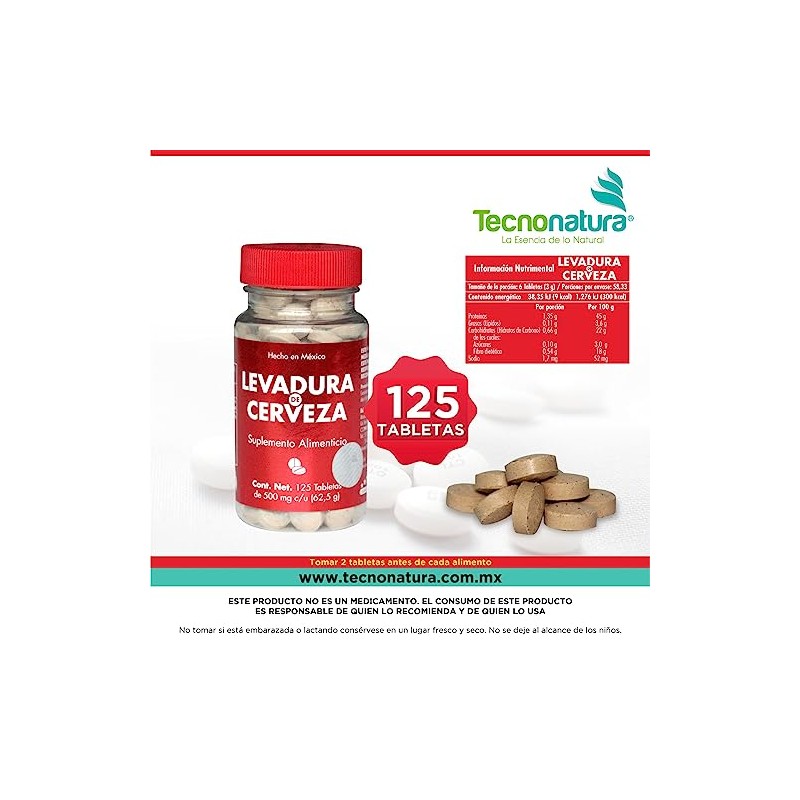 LEVADURA DE CERVEZA 125 TABLETAS TECNONATURA