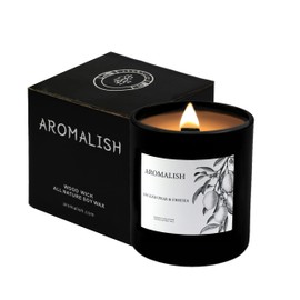 Candles Single-Wick Aromatherapy Over 50 Hours of Burn Time, Fall Candle for Home Scented, Black Candles for Women/Men, Spa, Birthday, Gifts (English PEAR & Freesia)