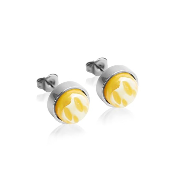 Kleine Ohrstecker silber mit Stein ‚Ä¢ Dunkelgelbe Ohrringe f√ºr Damen