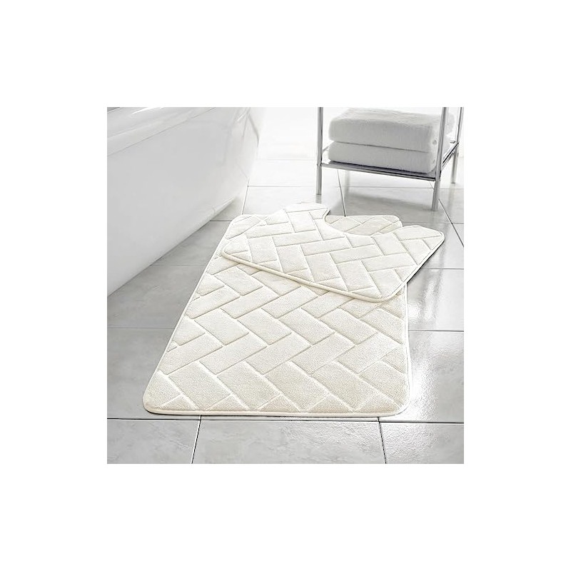 HomeSpace Direct Blocks Non- Slip Memory Foam Bath Mat/Toilet Mat