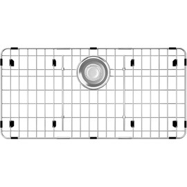 Sink Protector for Kitchen Sink,Large Stainless Steel Sink Grate 27.5" X 13.5",Metal Sink Rack with Rear Drain Hole for Single Bowl,Sink Grid for Bottom of Sink with Strainer,Corner Radius 1",1 pack