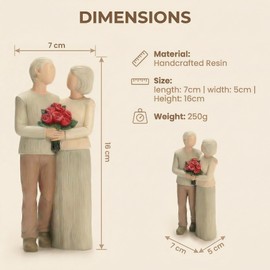 HQAYHSZD Elderly Couple Resin Figurine Ornament, Romantic Aging Together Statue Decoration, Love Forever Sculpture Gift for Grandparents Wedding Anniversary Golden & Silver Wedding Anniversary