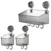 uxcell 1Set Suction Cup Shower Caddy with Hooks, 3Pcs Suction