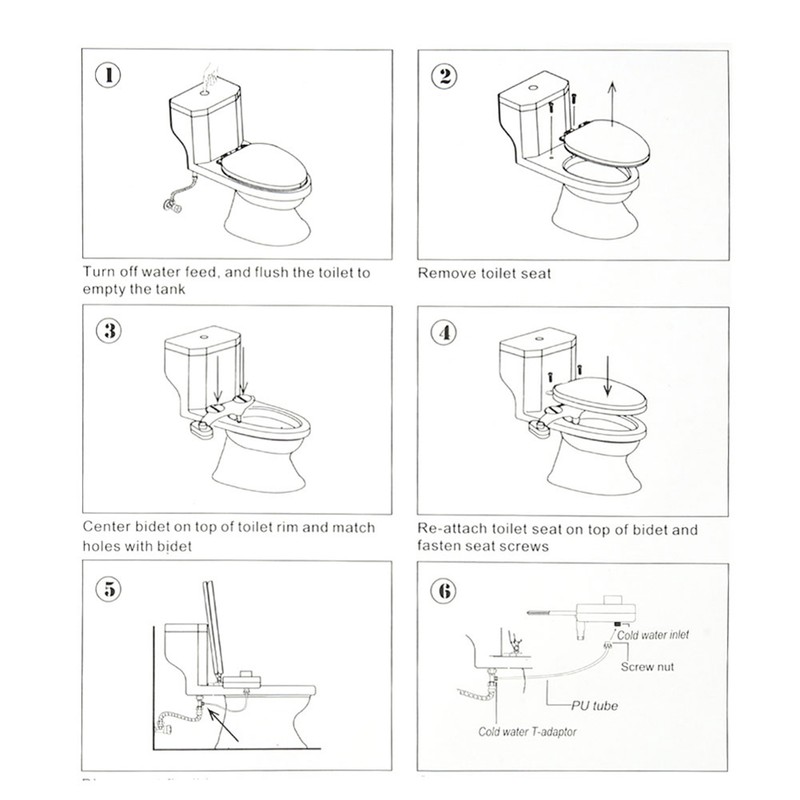 Non Electric Bidet Toilet Seat Attachment Hot and Cold Water