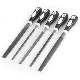 STAHLWERK Steel Files, Set of 5, 200 mm, 8 Inch Rasps, Metal Files, Workshop Files, File Set for Professional Processing of Metal, Wood and Plastics