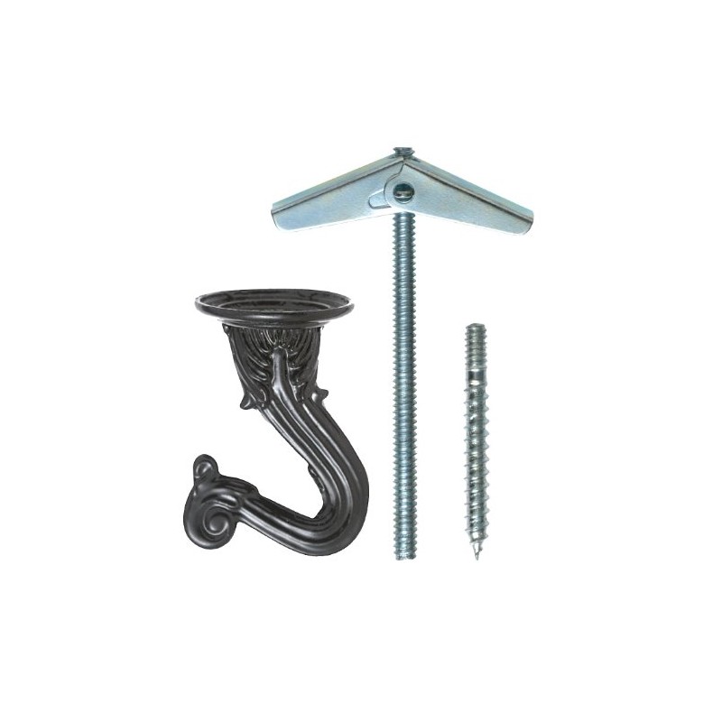 OOK 50343 Swag Hooks with Hardware, Black, 2-Count