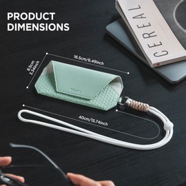 VULKIT Leather Soft Glasses Case, Portable Eye Glasses Case for Women & Men, Slim Sunglass Case, Unisex Eyeglass Case, Neck Hanging Eyeglass Holder, with Adjustable Neck Strap