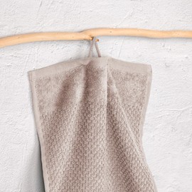 Pure Label 2-Piece Hand Towel Set with Hanging Loops, Made of 100% Cotton, Absorbent, Soft and Oeko-Tex Certified, Pack of 2 Hand Towels 50 x 100 cm, Made of Finest Cotton, Beige - Taupe