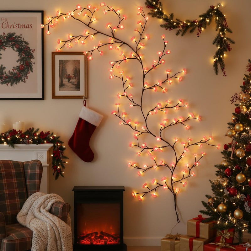 NXUEBDU 7.5ft Pink Cherry Blossom Tree Light, 144 LEDs USB