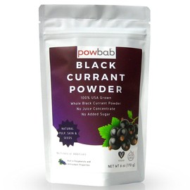 powbab Black Currant Powder - 100% USA Grown Whole Black Currants. No Juice Concentrate, No Added Sugar. Made in USA from Dried Currants Unsweetened. Not Freeze Dried. Non-GMO, No Maltodextrin. (6 oz)